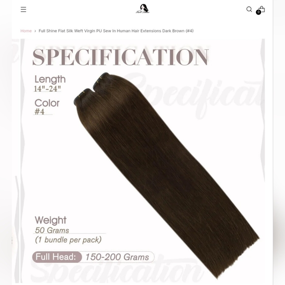 New Full Shine Sew In Hair Extensions 18 inch in Very Dark Brown - Picture 14 of 16